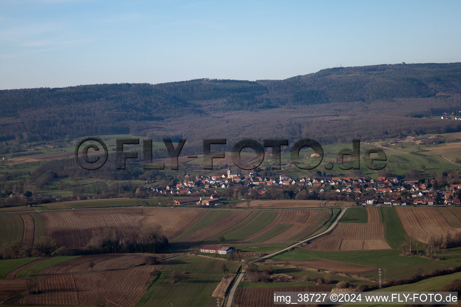 Dieffenbach-lès-Wœrth in the state Bas-Rhin, France viewn from the air