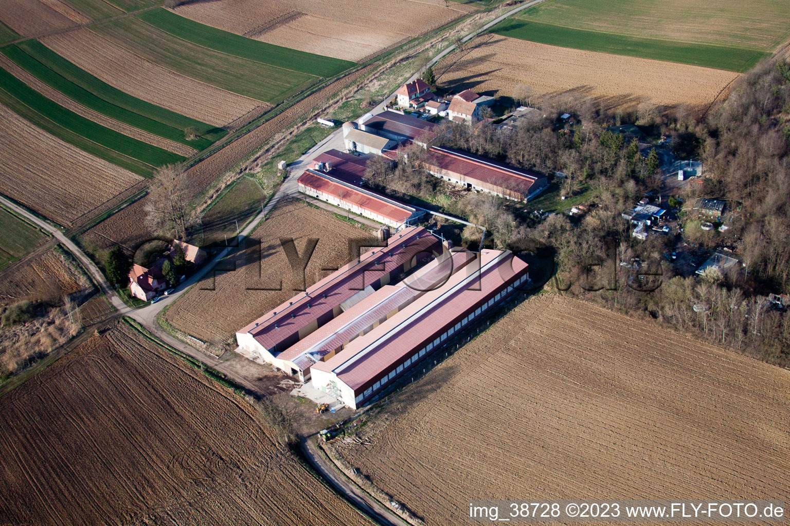 Merkwiller-Pechelbronn in the state Bas-Rhin, France from the drone perspective