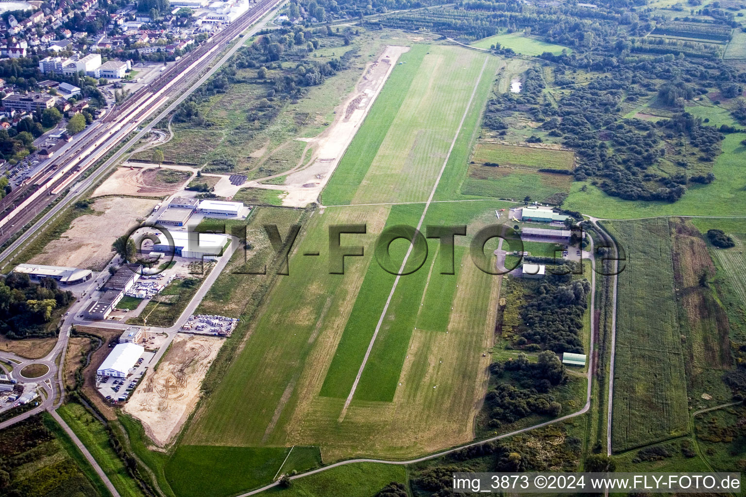 Aerial view of Gliding field on the airfield of Baden-Oos in the district Oos in Baden-Baden in the state Baden-Wurttemberg