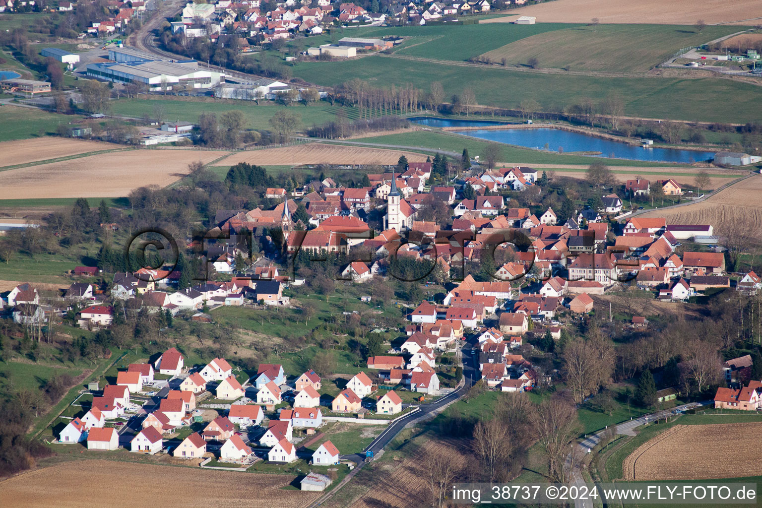 Merkwiller-Pechelbronn in the state Bas-Rhin, France out of the air