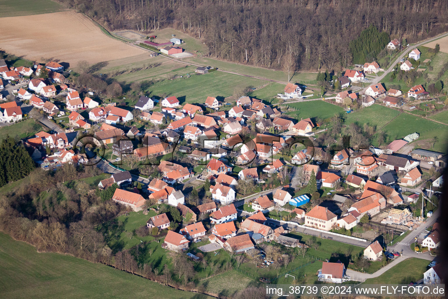 Merkwiller-Pechelbronn in the state Bas-Rhin, France from the plane