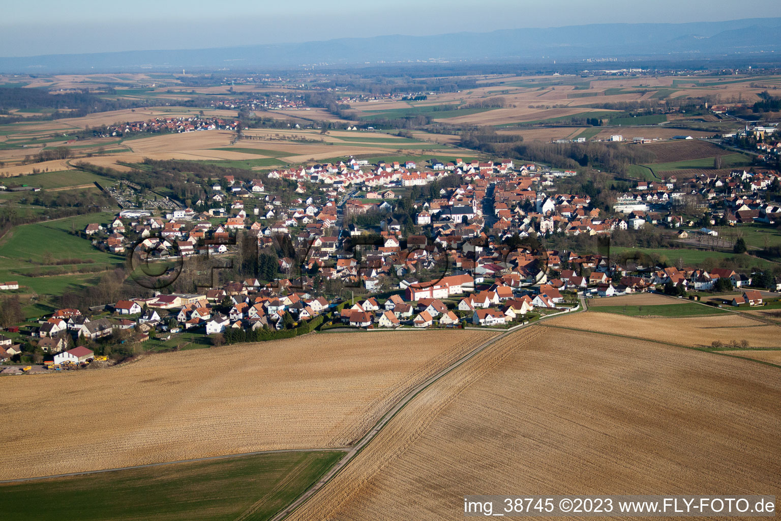 Aerial view of Retschwiller in the state Bas-Rhin, France