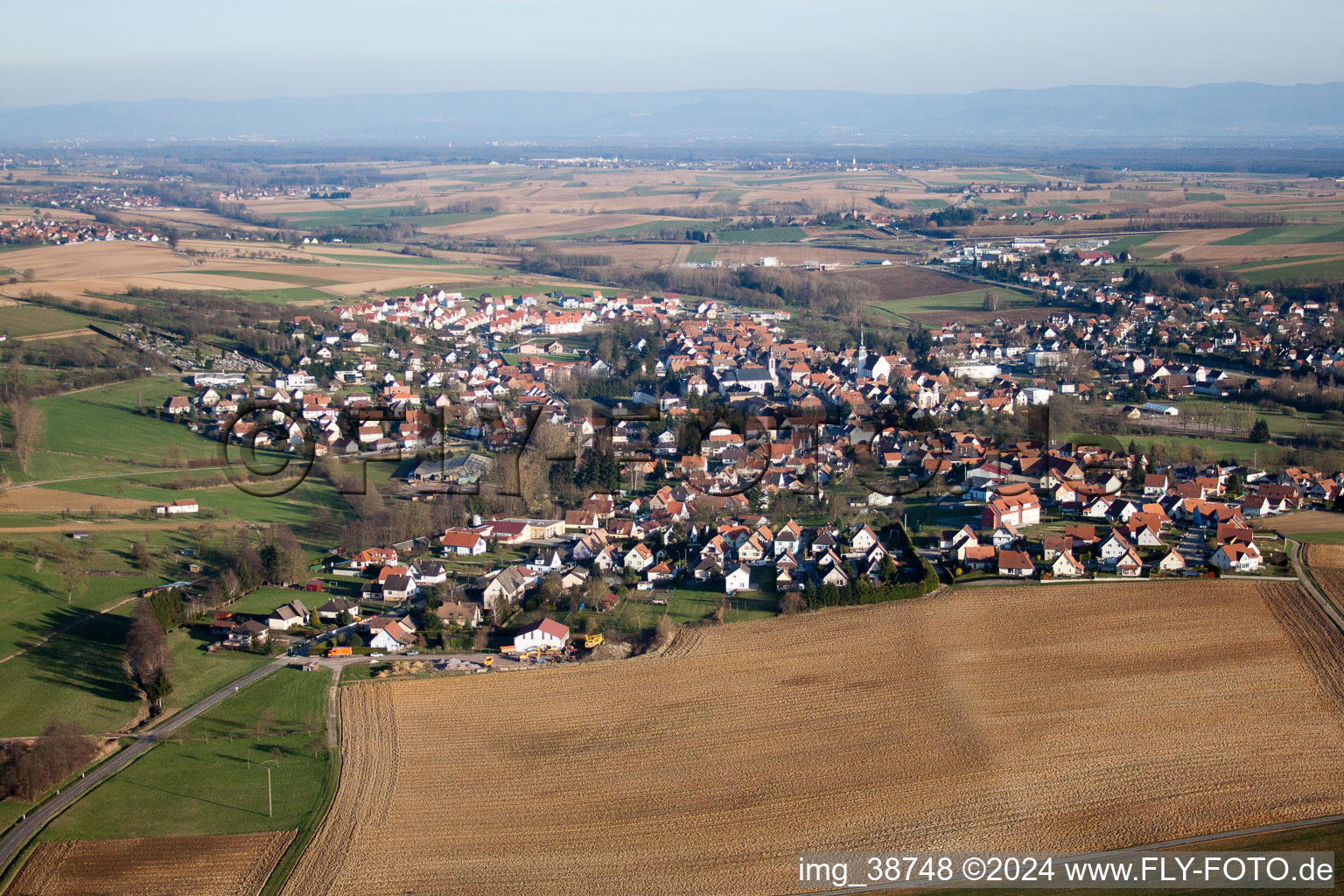 Oblique view of Retschwiller in the state Bas-Rhin, France