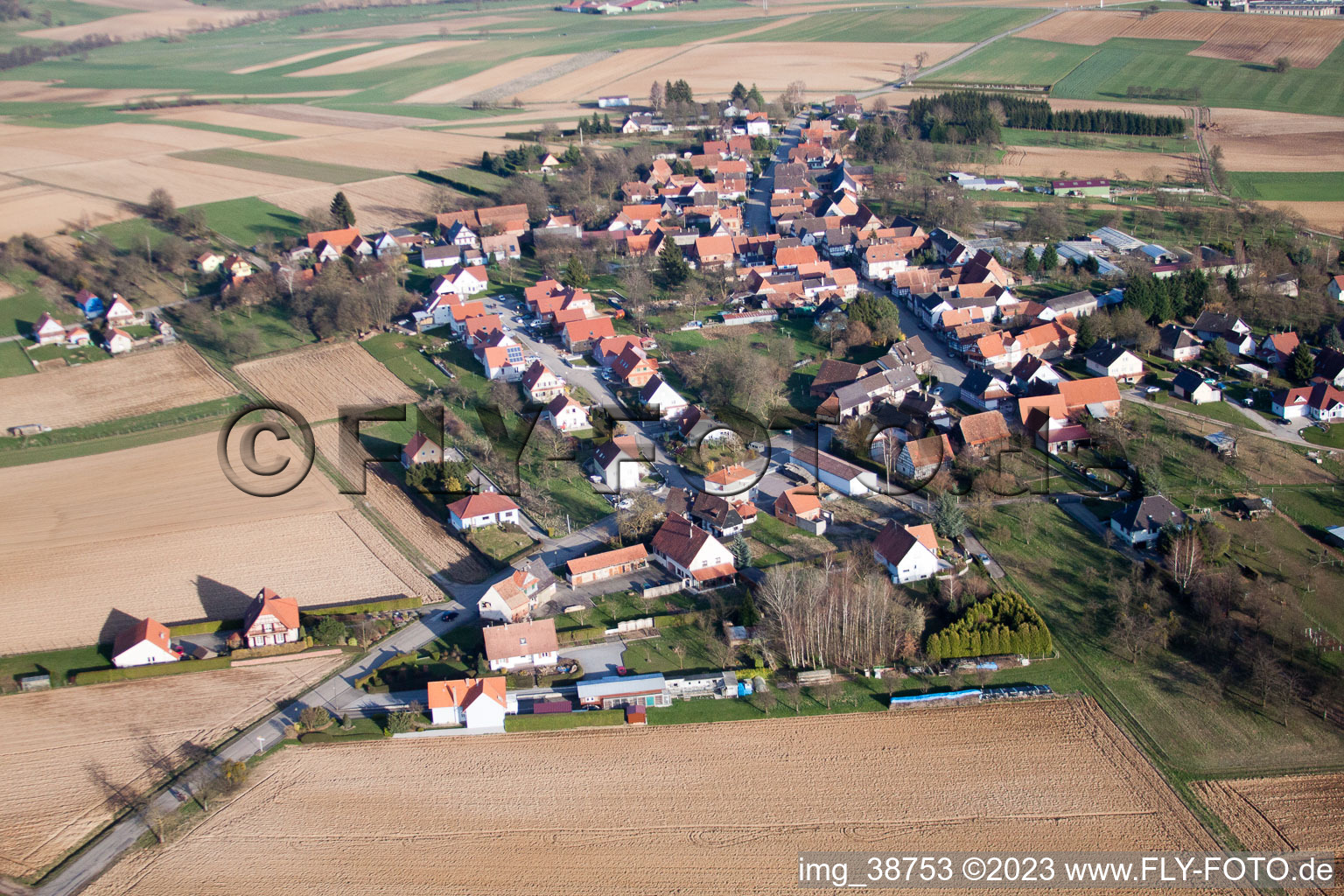 Retschwiller in the state Bas-Rhin, France seen from above