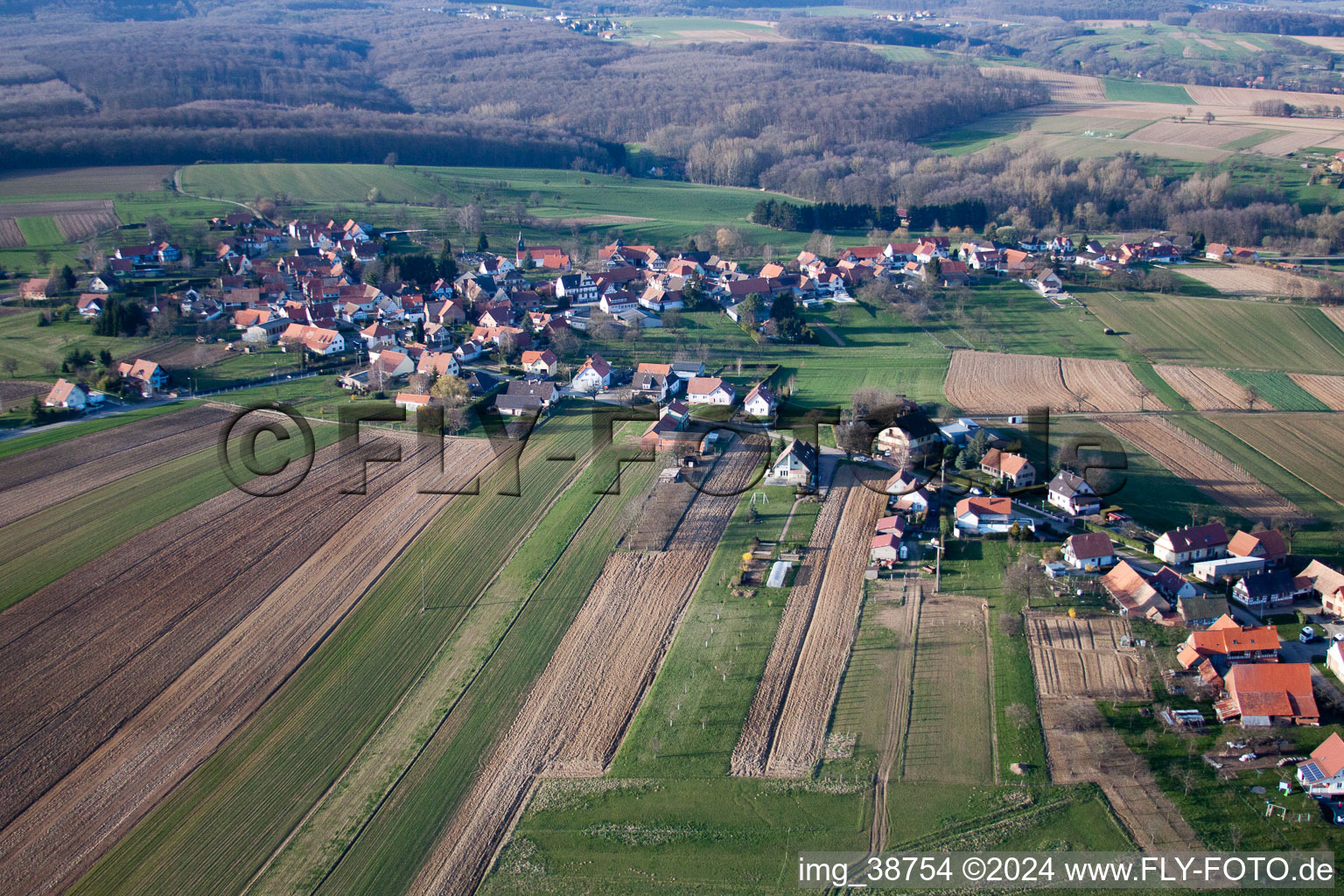 Retschwiller in the state Bas-Rhin, France from the plane