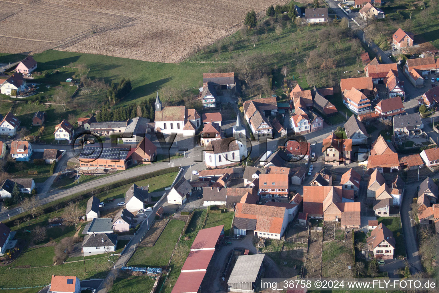 Keffenach in the state Bas-Rhin, France seen from above