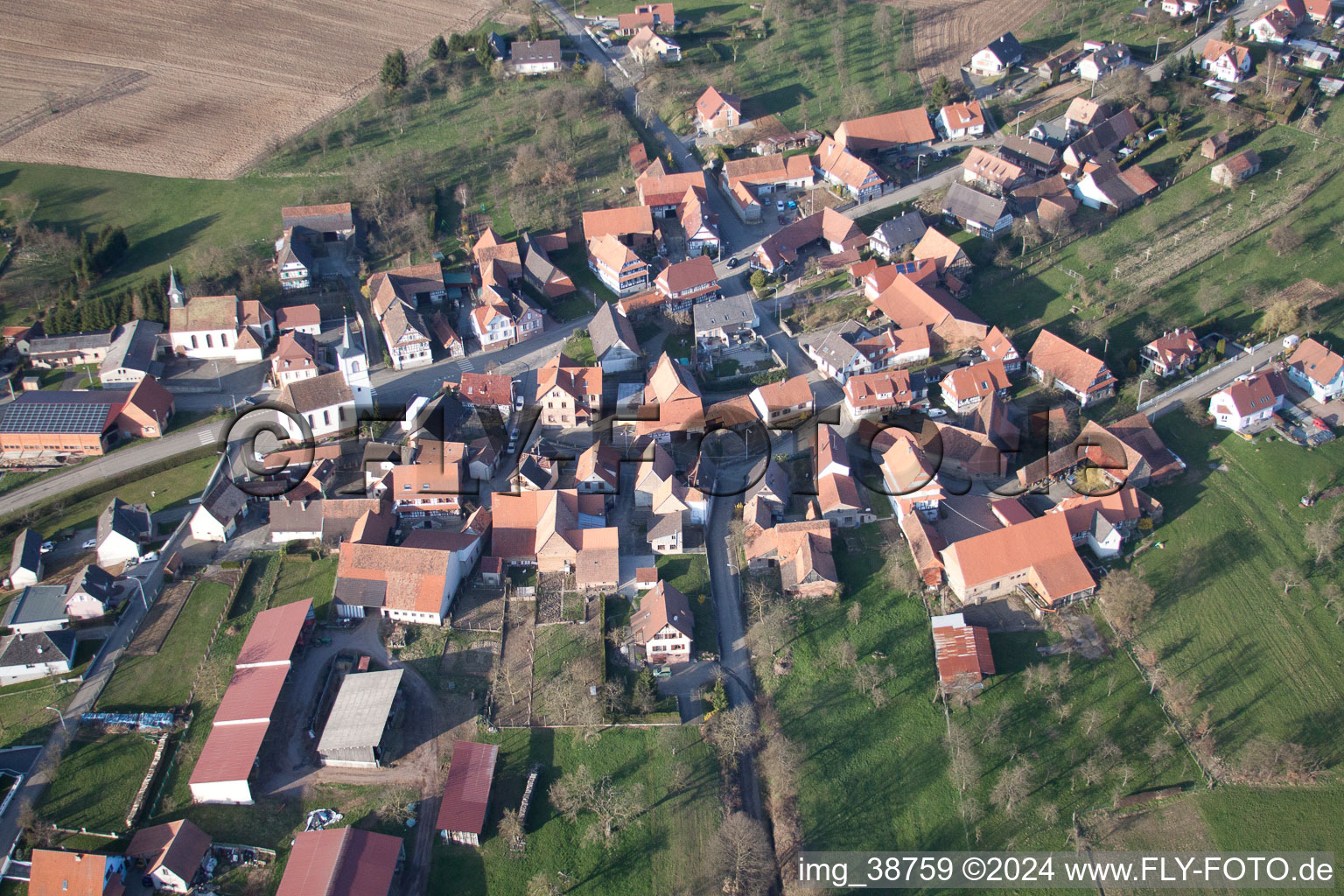 Keffenach in the state Bas-Rhin, France from the plane