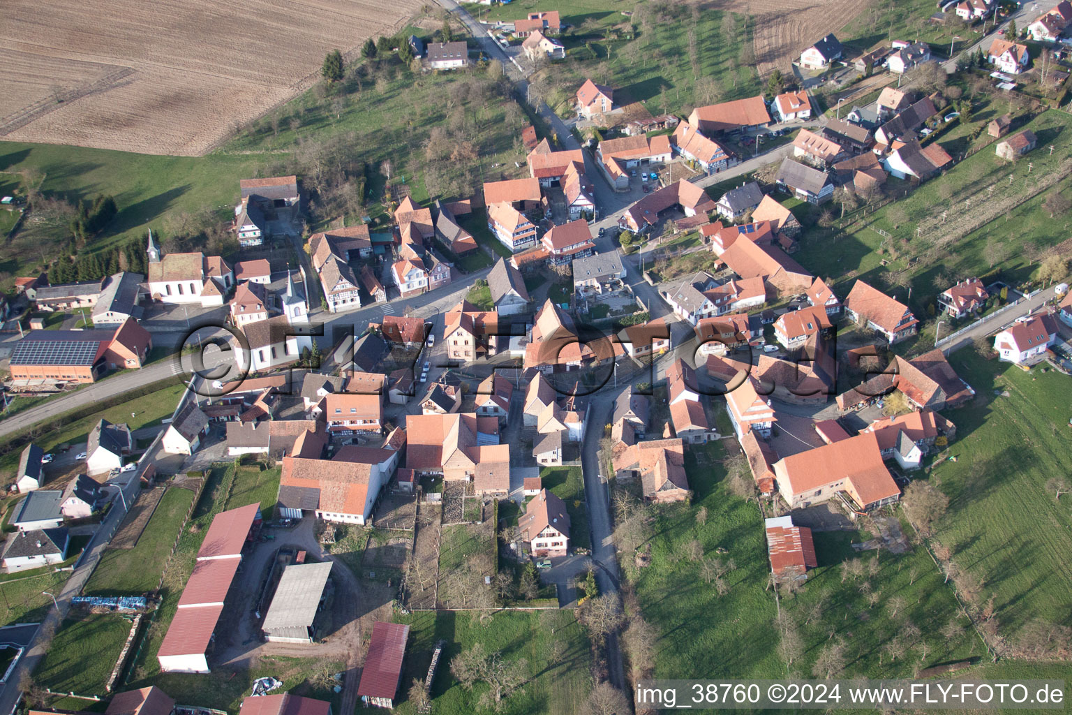 Bird's eye view of Keffenach in the state Bas-Rhin, France