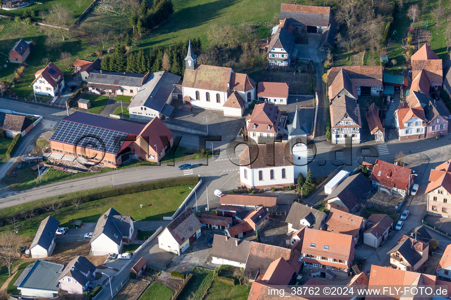 Church building in the village of in Keffenach in Grand Est, France