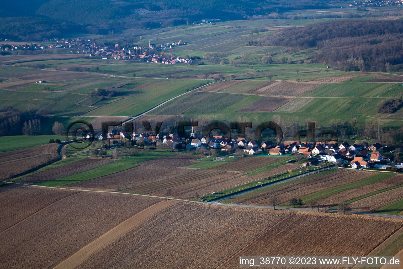 Bremmelbach in the state Bas-Rhin, France viewn from the air