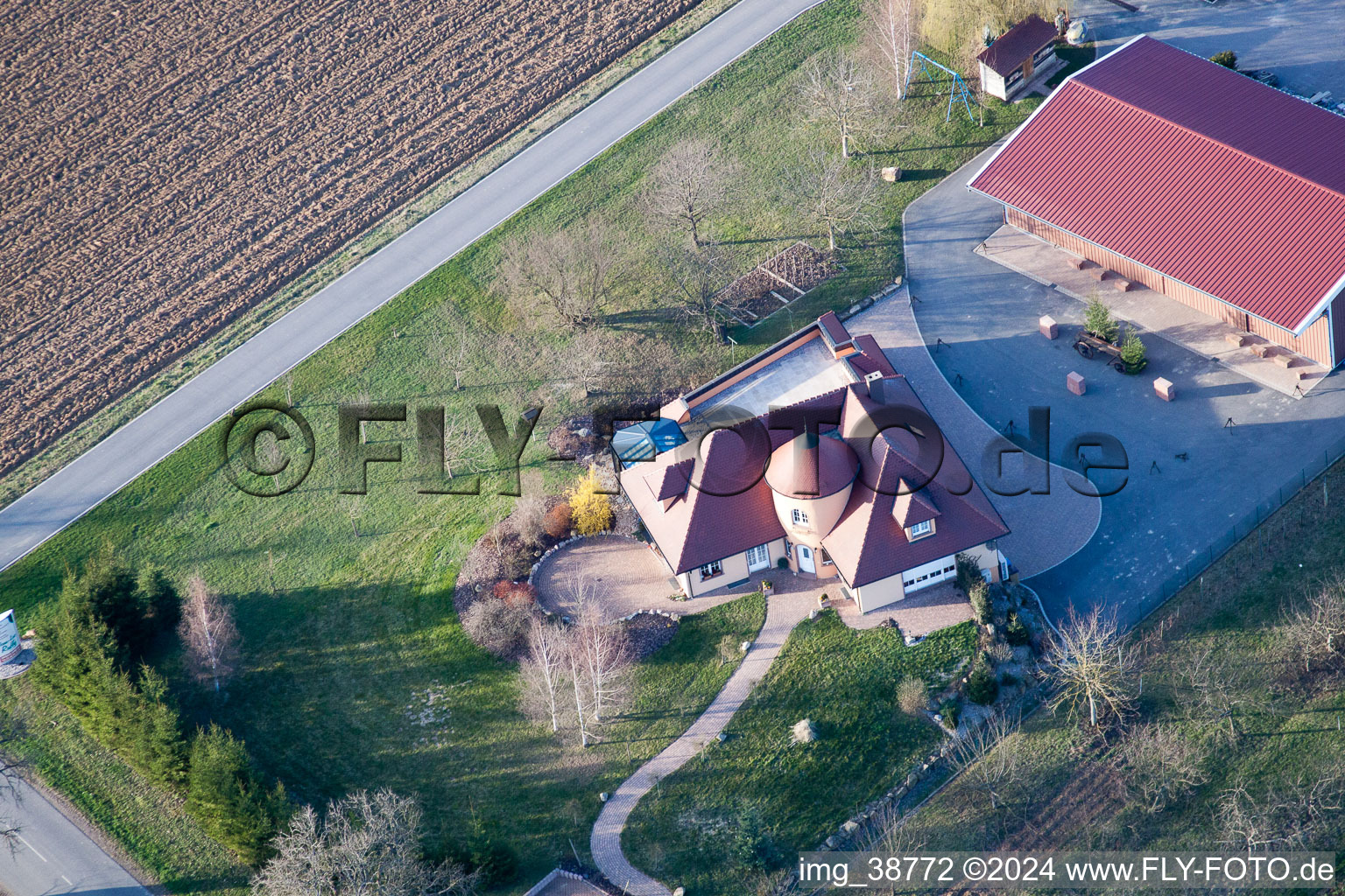 Bird's eye view of Bremmelbach in the state Bas-Rhin, France