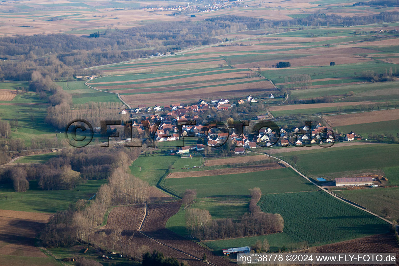 Oblique view of Bremmelbach in the state Bas-Rhin, France