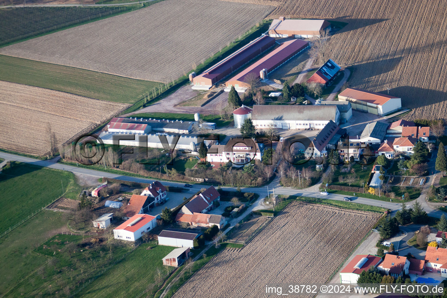 Aerial view of Steinseltz in the state Bas-Rhin, France