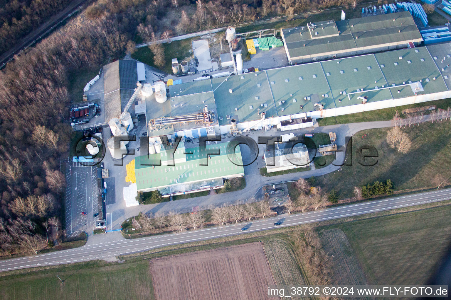 Drone image of Sitek Insulation in the district Altenstadt in Wissembourg in the state Bas-Rhin, France