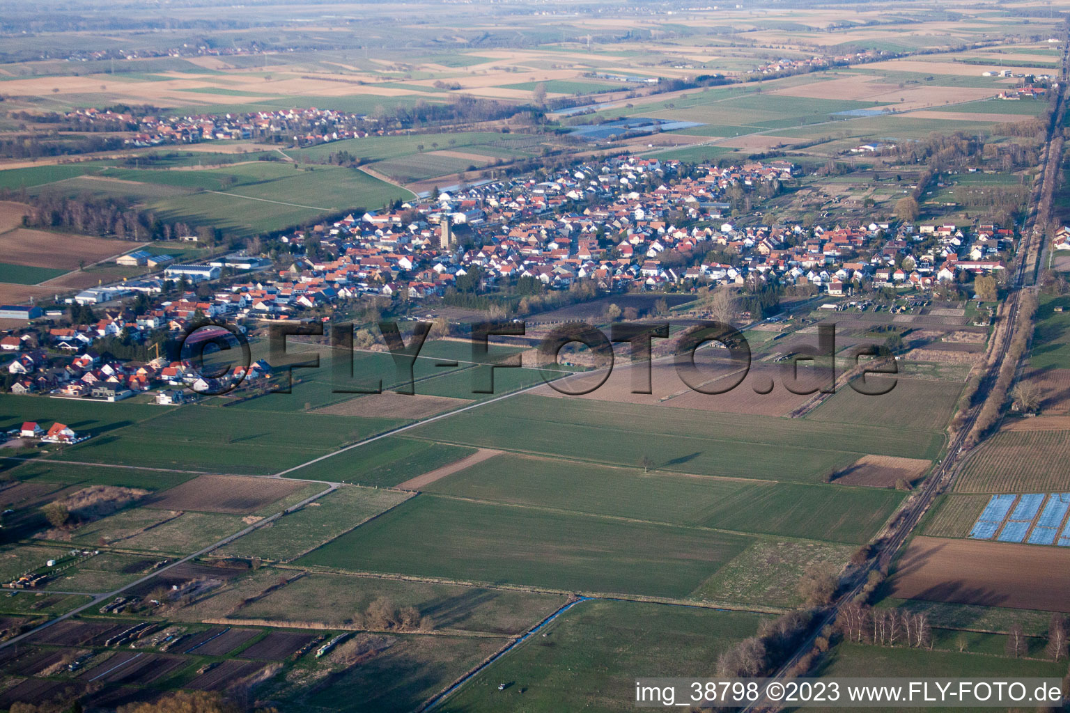 Aerial view of Steinfeld in the state Rhineland-Palatinate, Germany