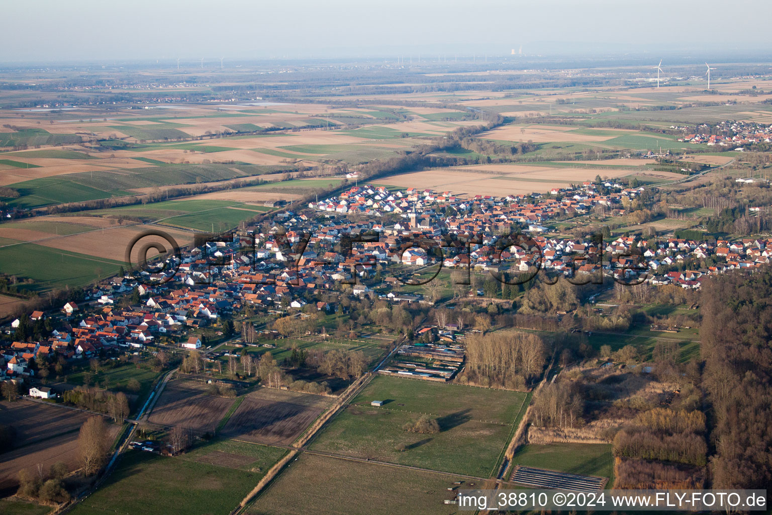 Drone recording of District Schaidt in Wörth am Rhein in the state Rhineland-Palatinate, Germany