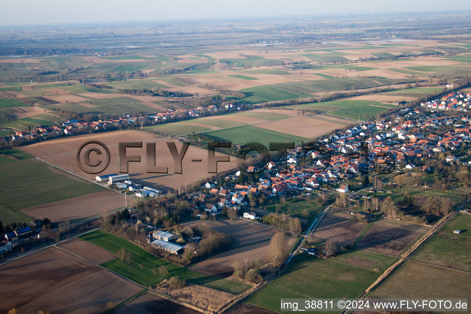 Drone image of District Schaidt in Wörth am Rhein in the state Rhineland-Palatinate, Germany