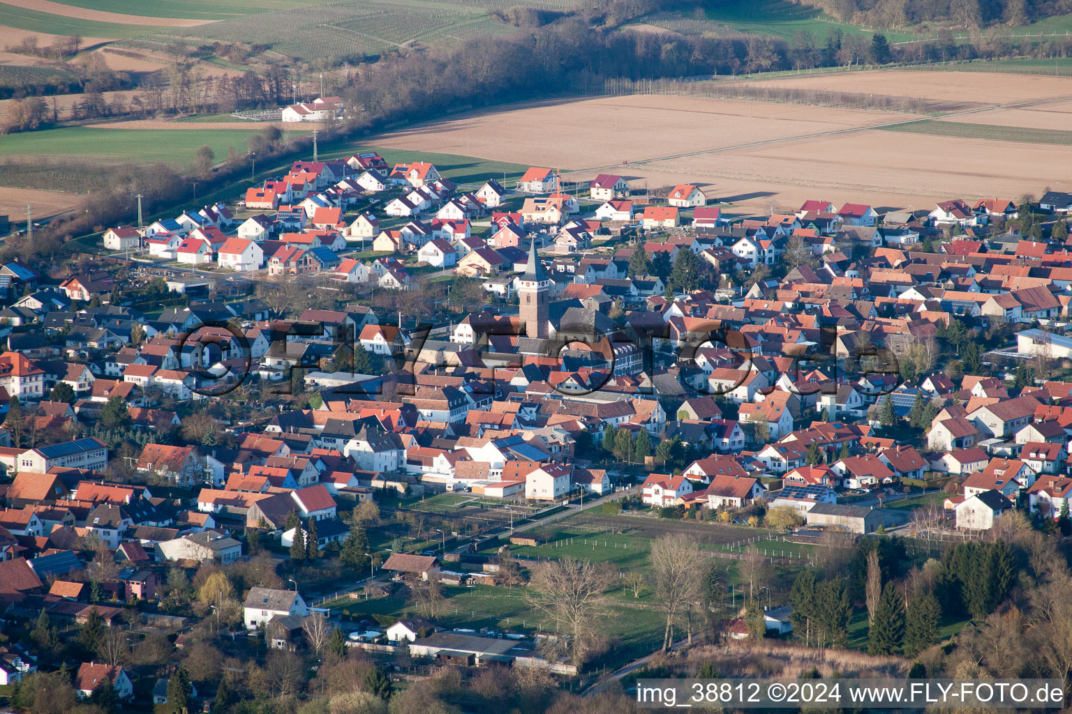 District Schaidt in Wörth am Rhein in the state Rhineland-Palatinate, Germany from the drone perspective