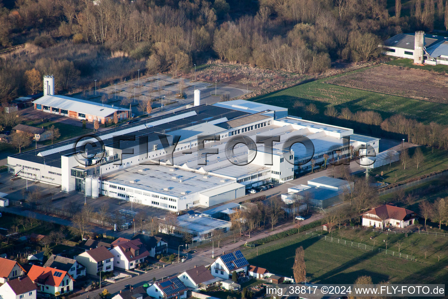 District Schaidt in Wörth am Rhein in the state Rhineland-Palatinate, Germany seen from a drone