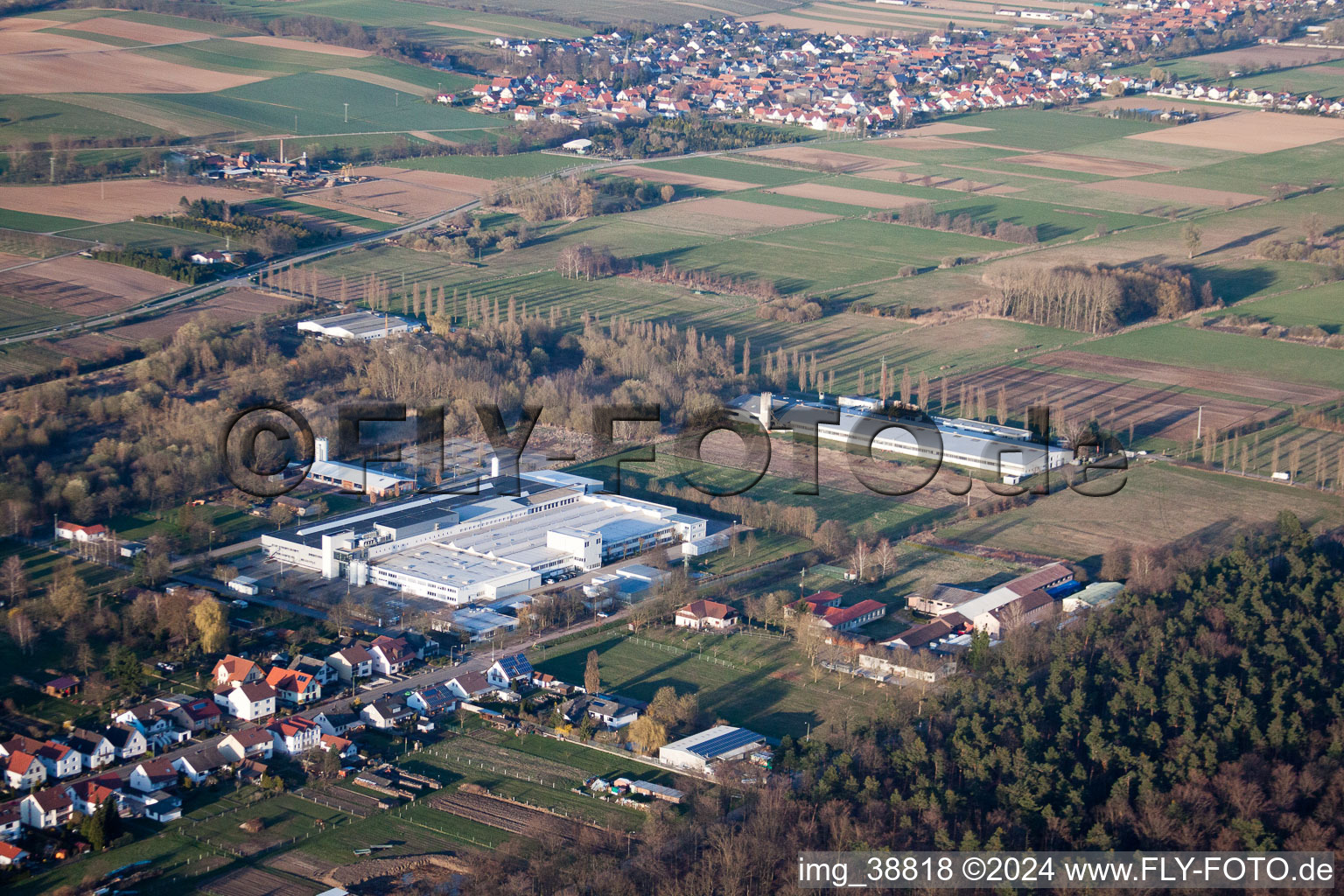 Aerial view of District Schaidt in Wörth am Rhein in the state Rhineland-Palatinate, Germany