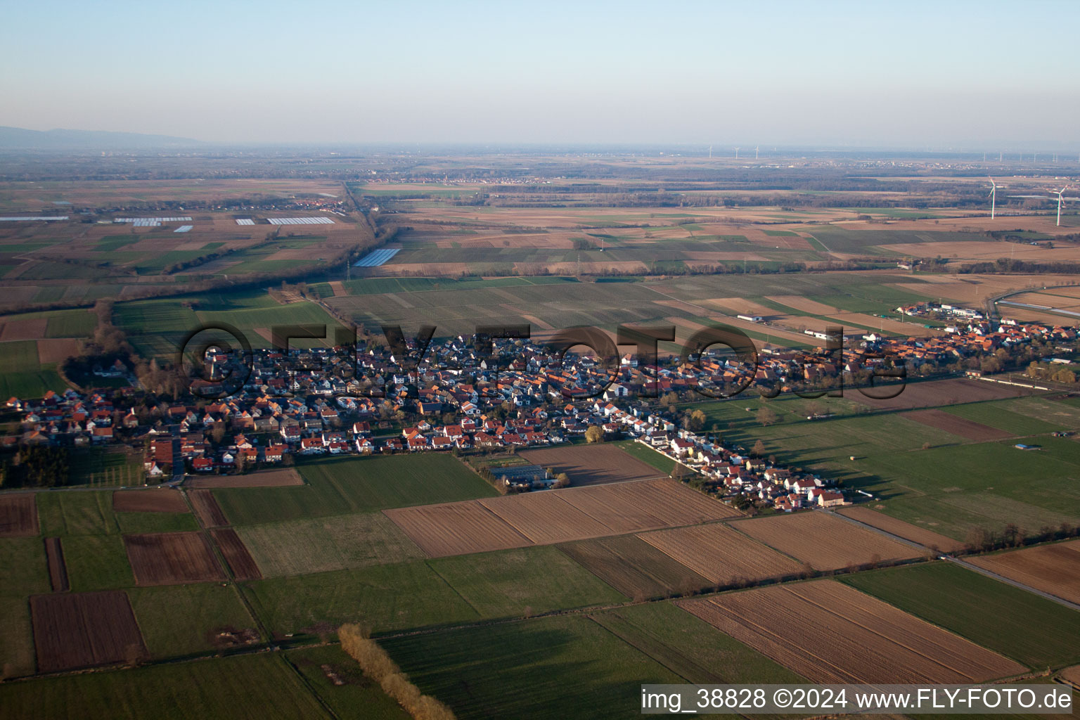 Freckenfeld in the state Rhineland-Palatinate, Germany from a drone