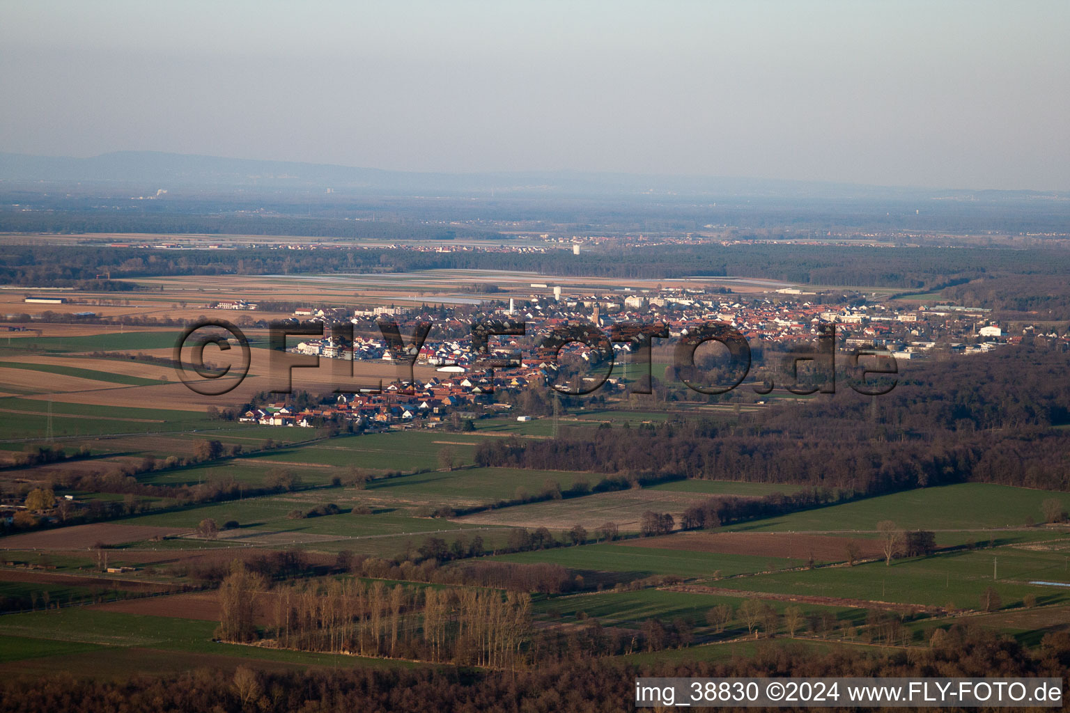 Minfeld in the state Rhineland-Palatinate, Germany from a drone