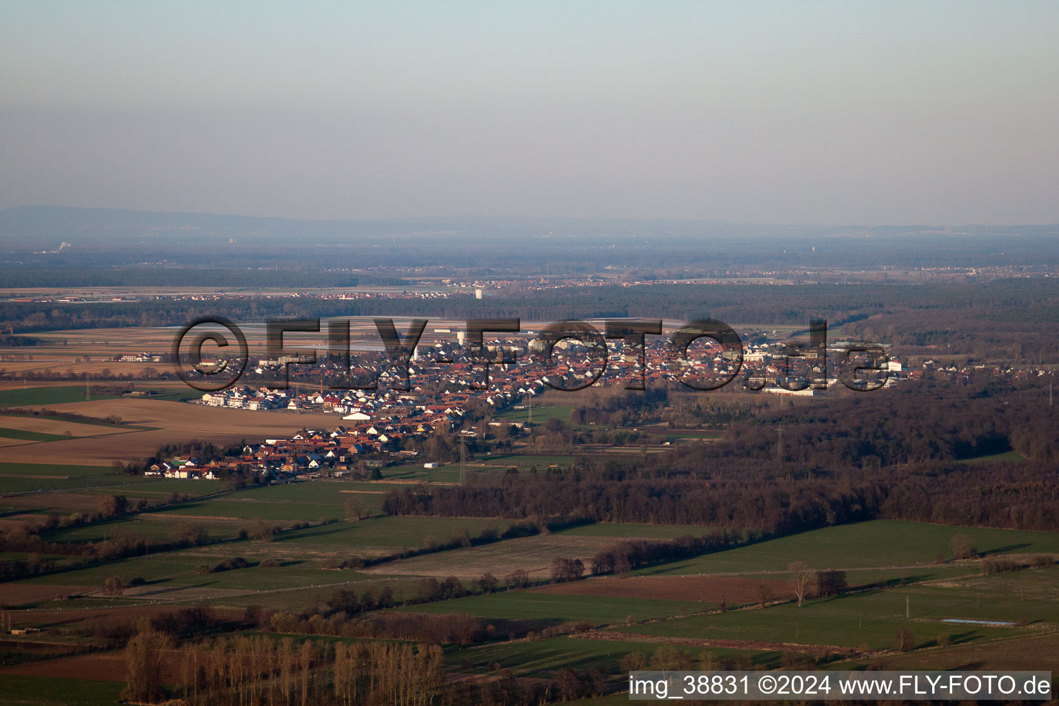 Minfeld in the state Rhineland-Palatinate, Germany seen from a drone