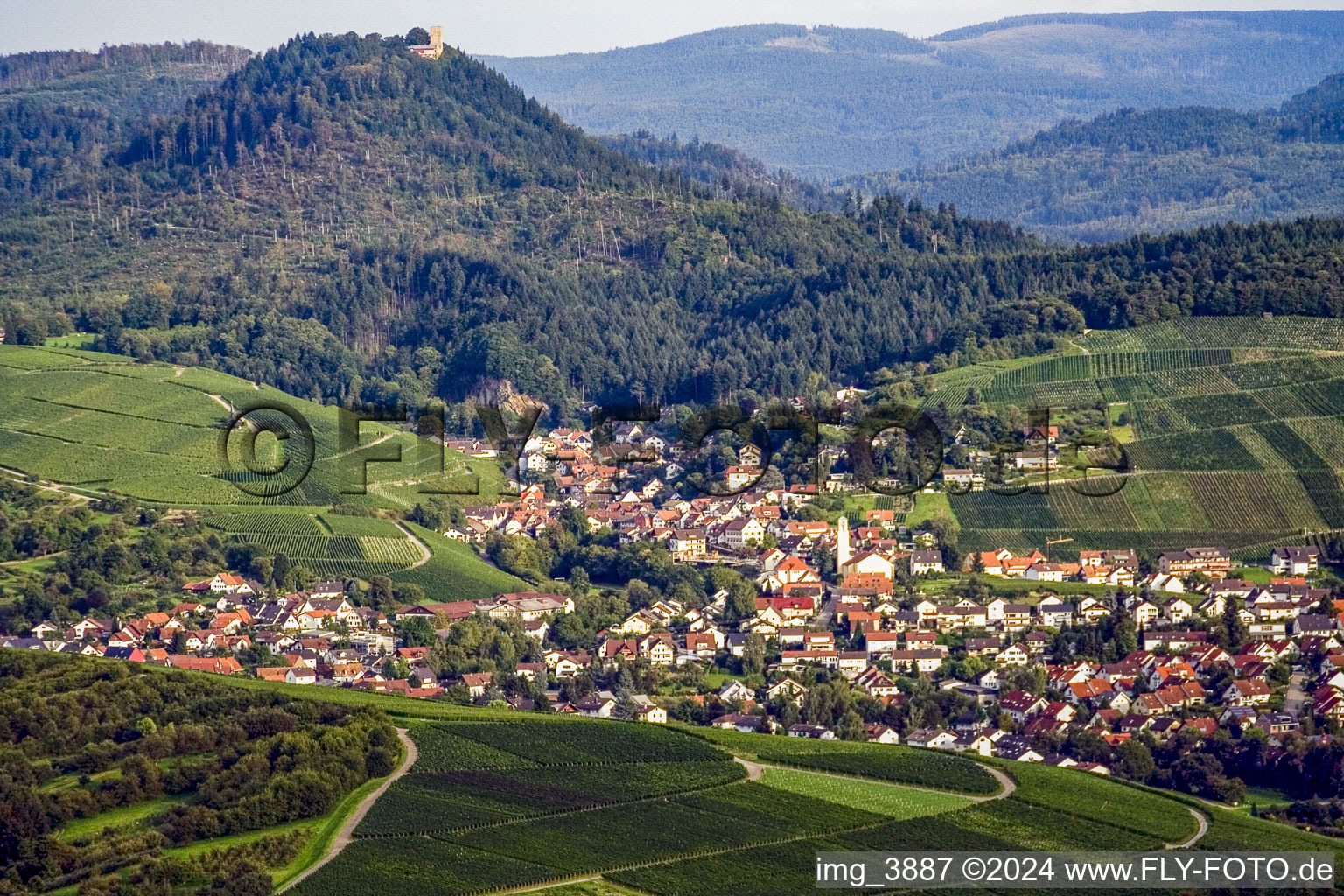 Aerial view of Vormberg in Sinzheim in the state Baden-Wuerttemberg, Germany