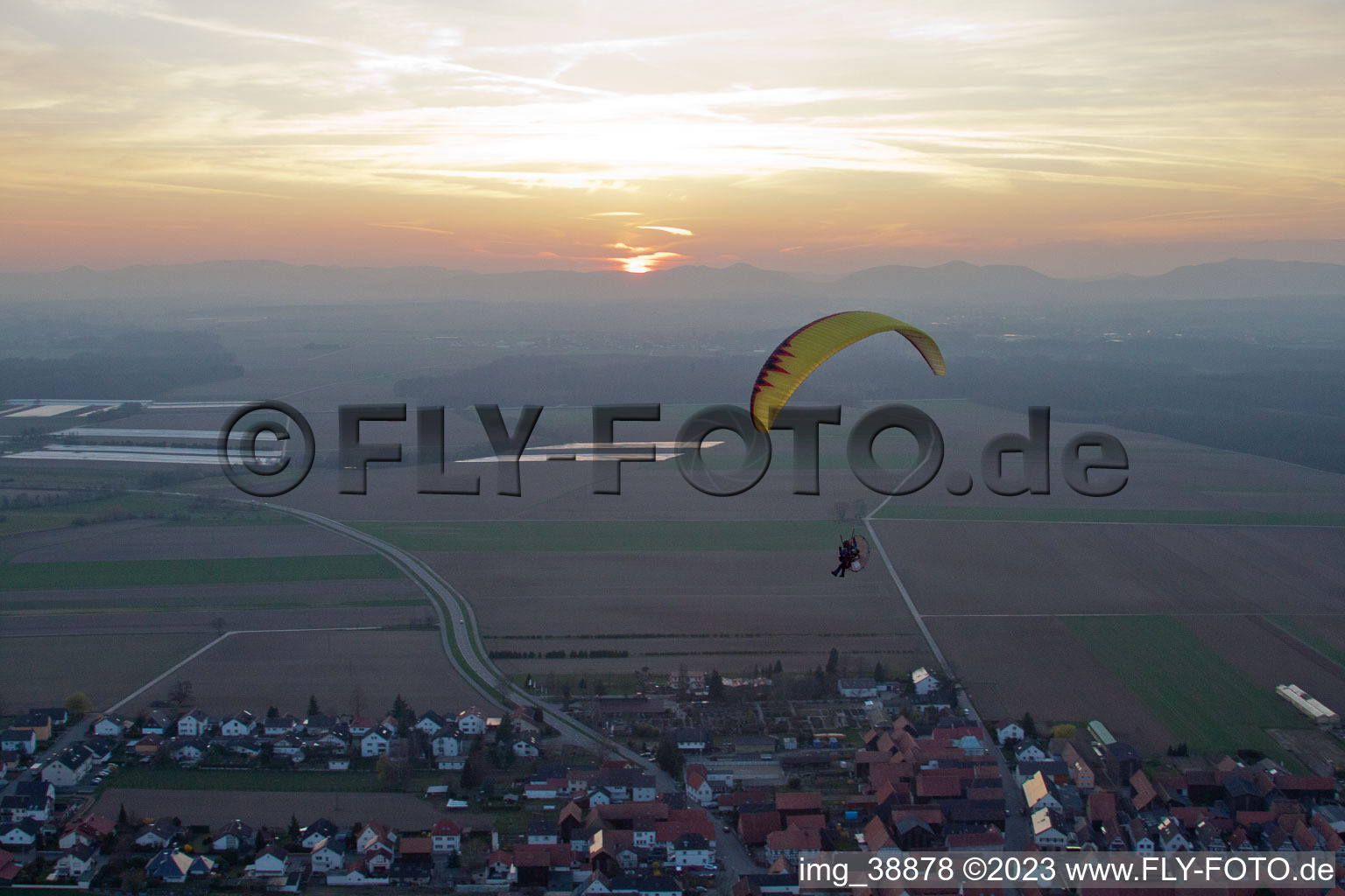 District Hayna in Herxheim bei Landau in the state Rhineland-Palatinate, Germany viewn from the air