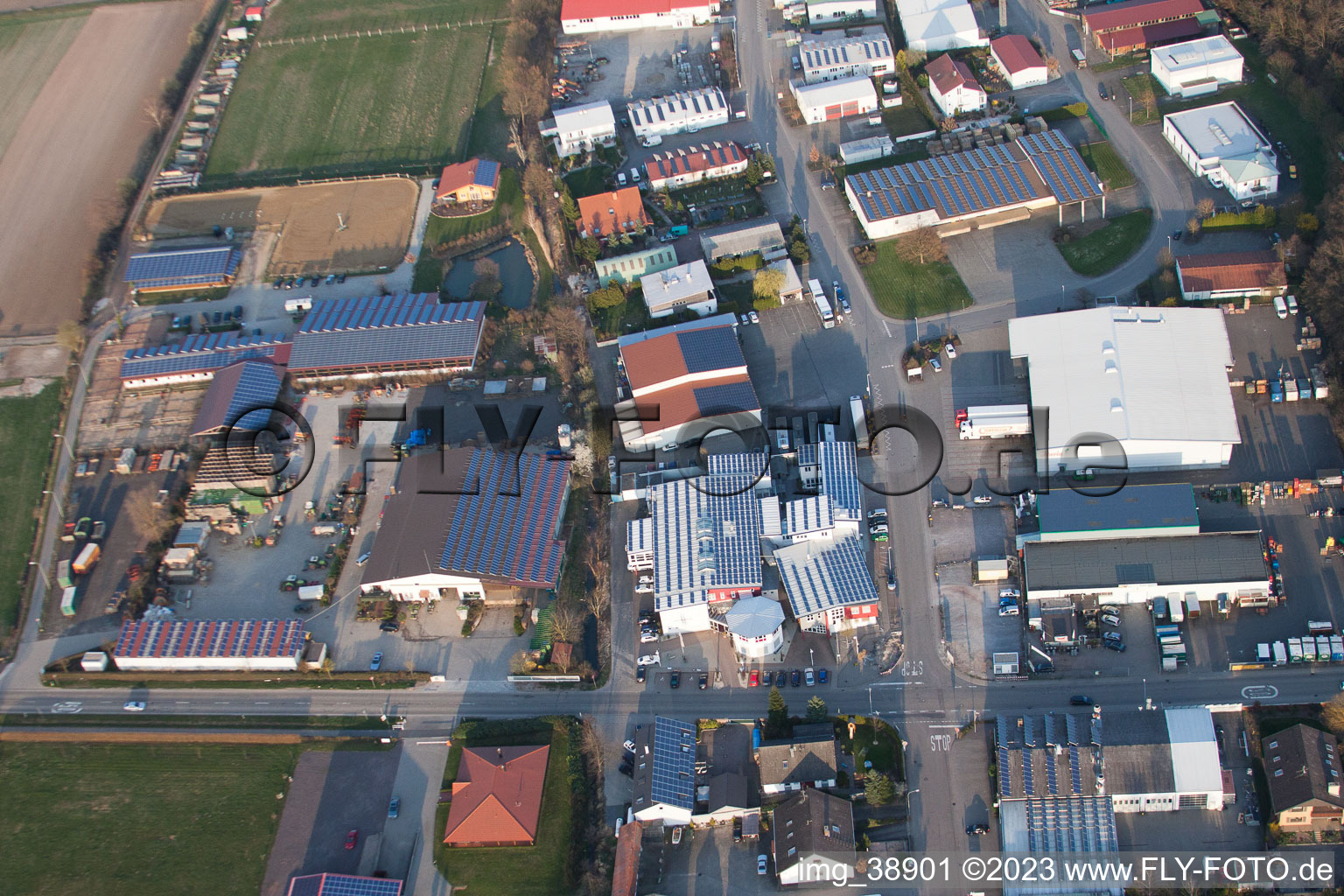 District Herxheim in Herxheim bei Landau in the state Rhineland-Palatinate, Germany from above