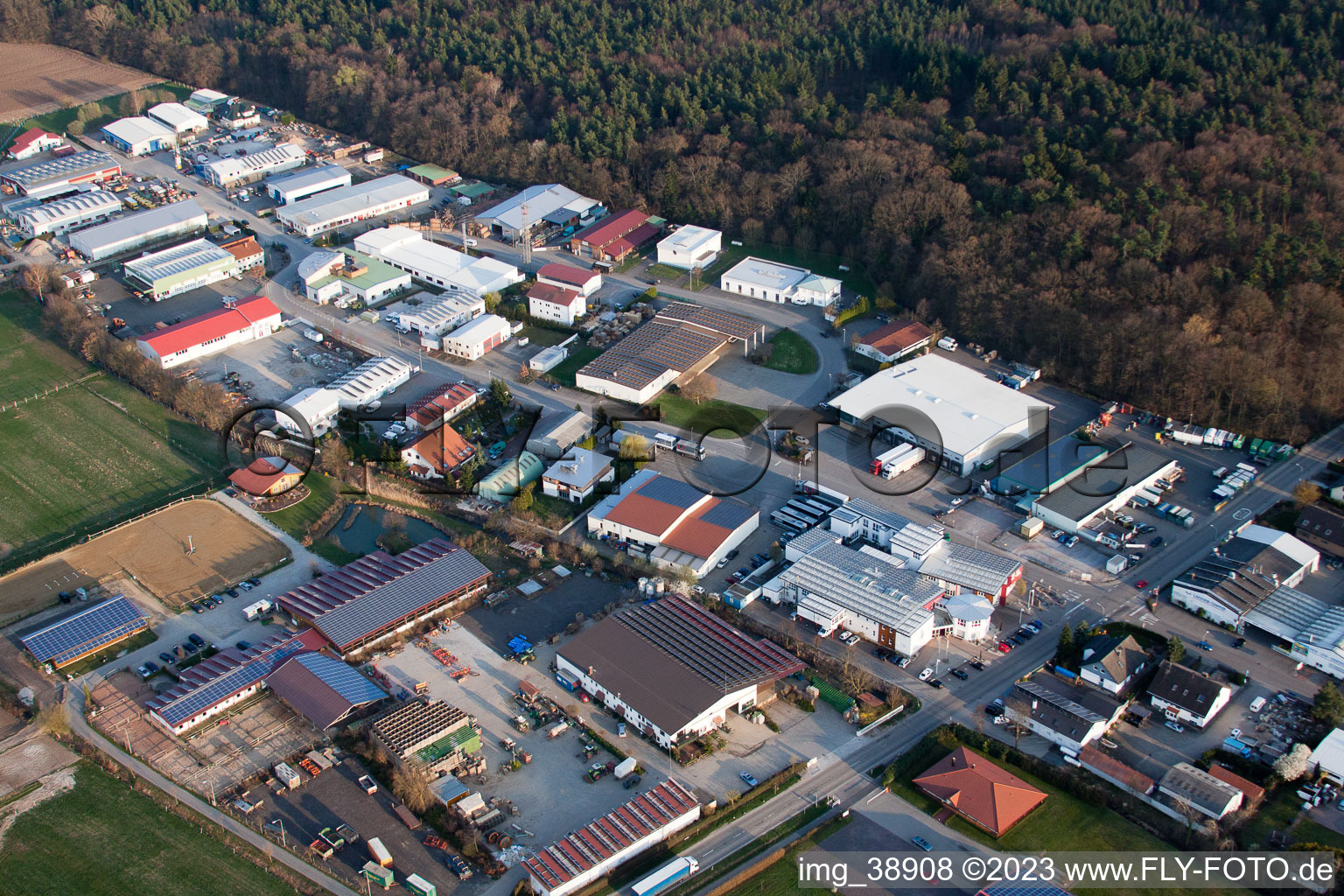 Bird's eye view of District Herxheim in Herxheim bei Landau in the state Rhineland-Palatinate, Germany