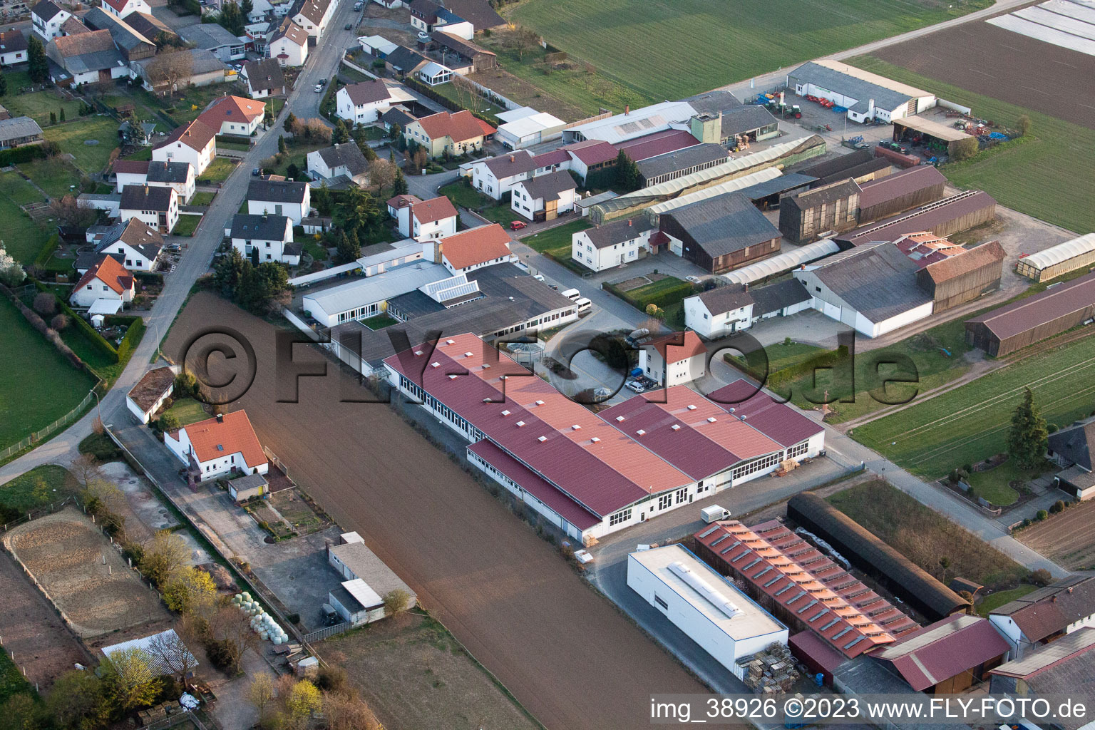 Bird's eye view of District Herxheim in Herxheim bei Landau in the state Rhineland-Palatinate, Germany