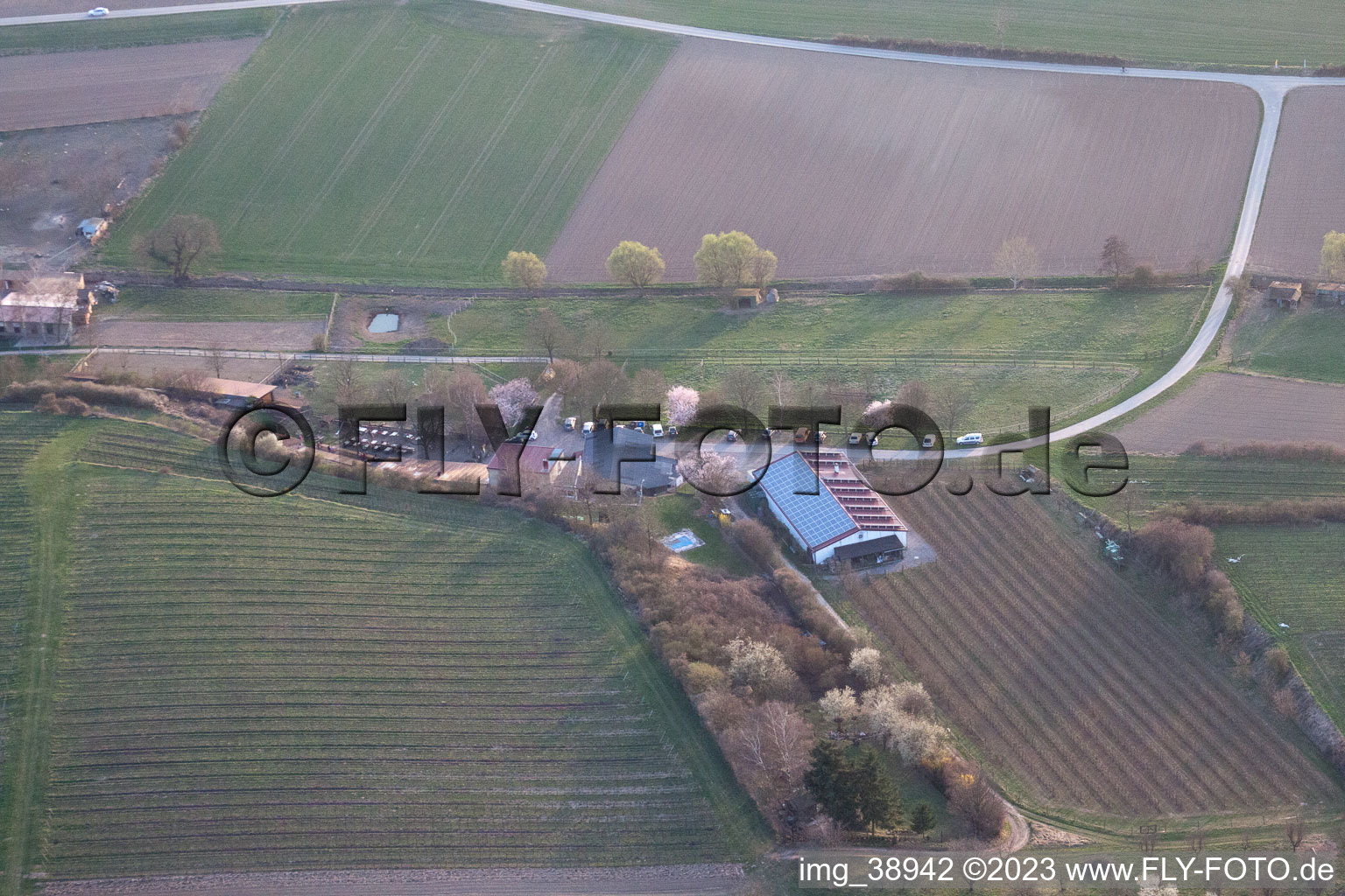 Aerial view of District Herxheim in Herxheim bei Landau in the state Rhineland-Palatinate, Germany