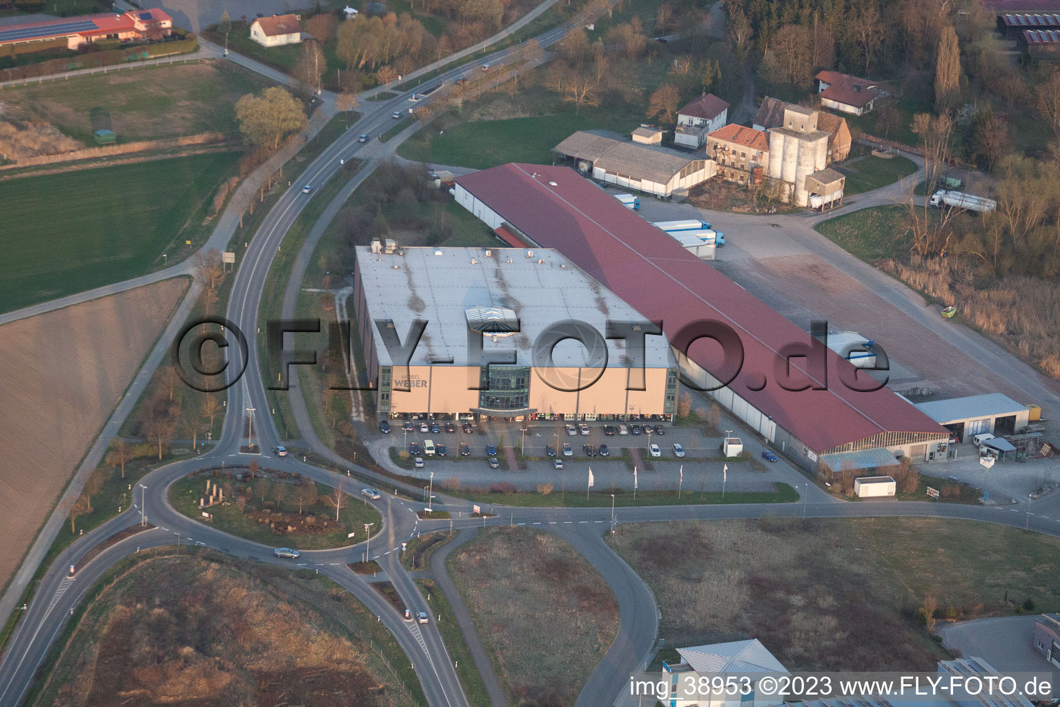 District Herxheim in Herxheim bei Landau in the state Rhineland-Palatinate, Germany seen from above