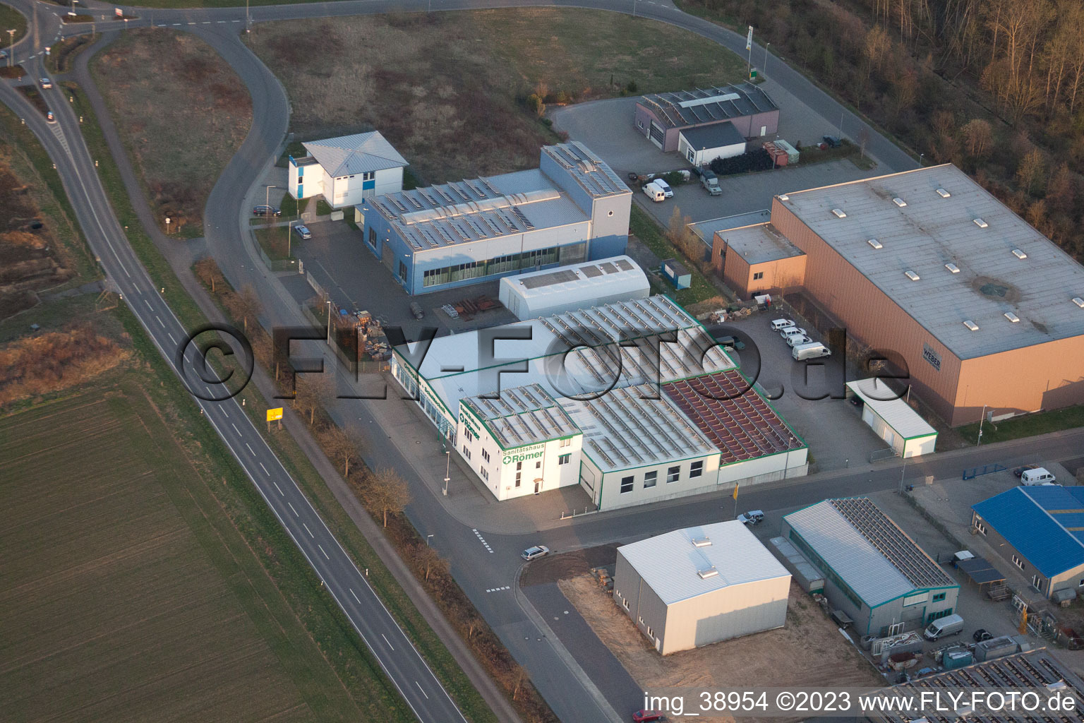 District Herxheim in Herxheim bei Landau in the state Rhineland-Palatinate, Germany from the plane