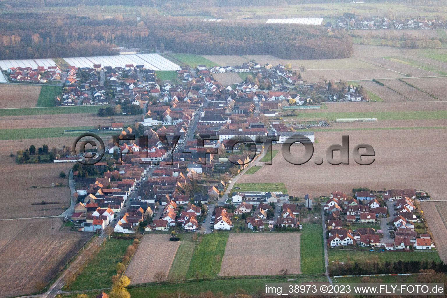 Drone recording of District Hayna in Herxheim bei Landau in the state Rhineland-Palatinate, Germany