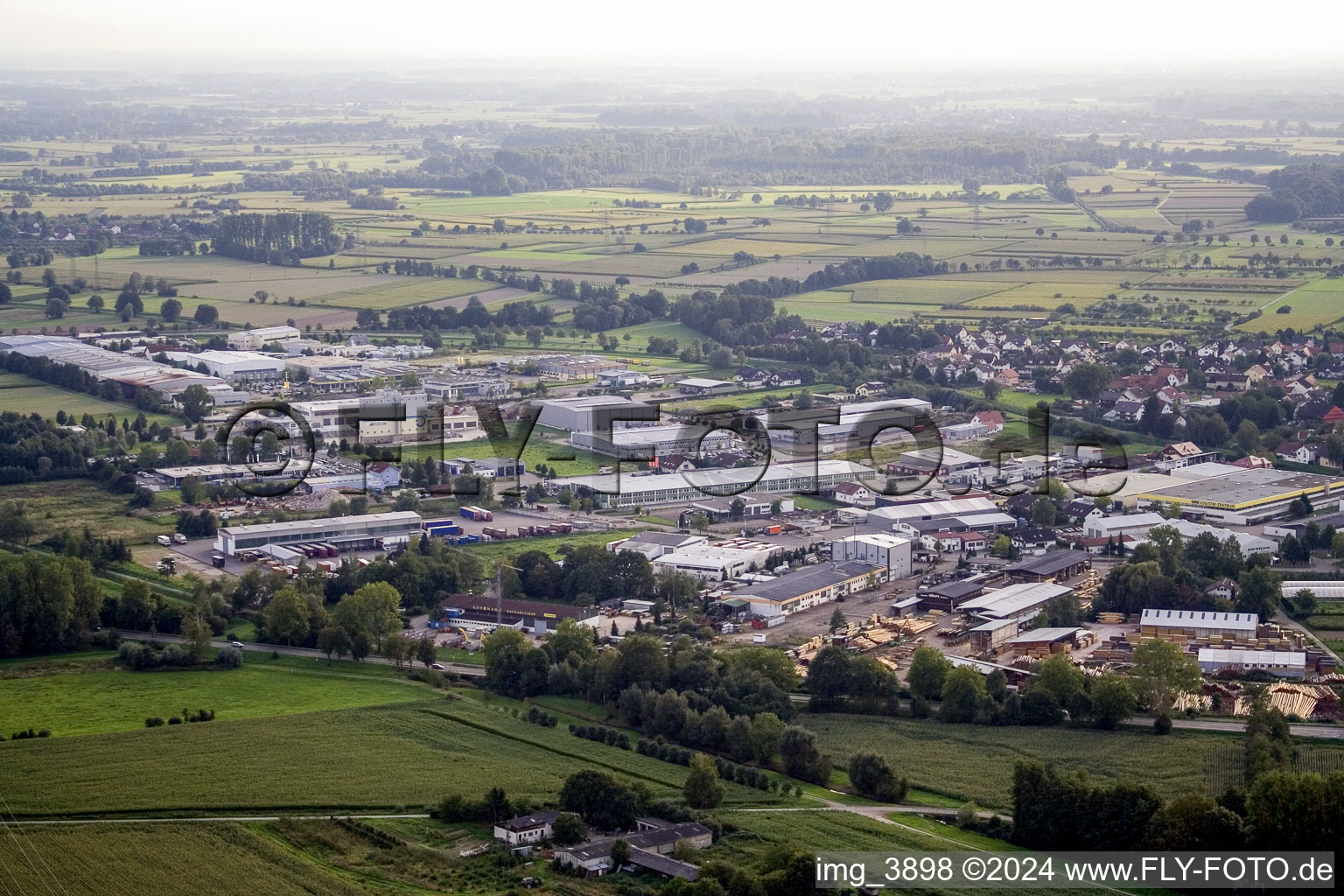 Industrial estate and company settlement East in the district Vimbuch in Buehl in the state Baden-Wurttemberg