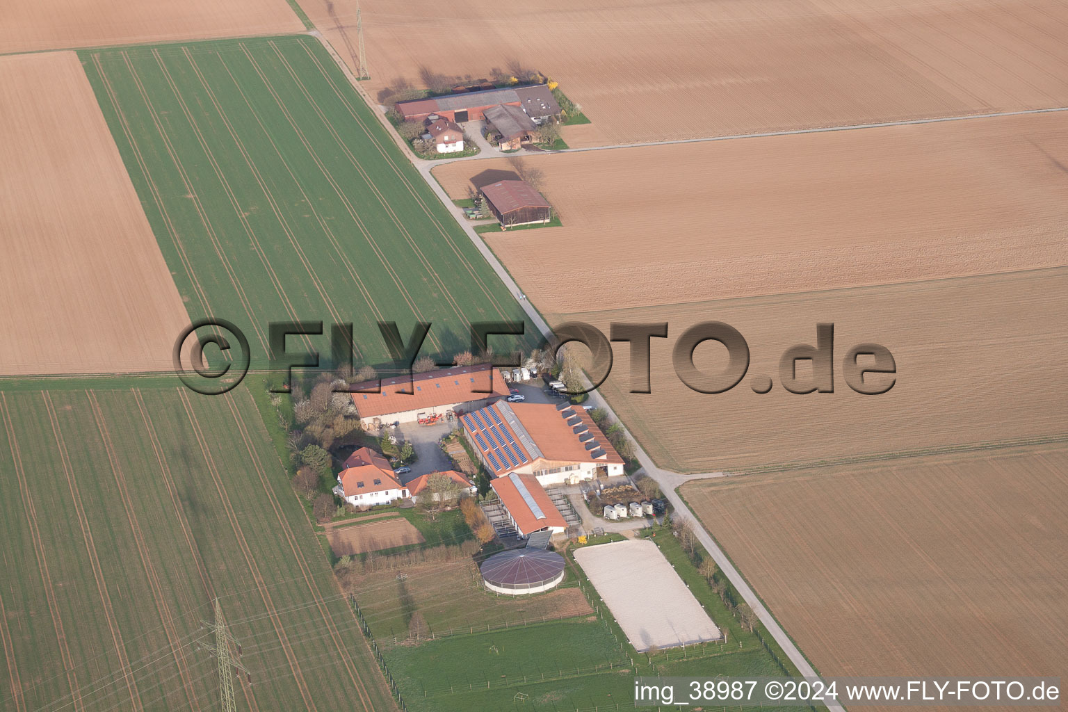 Farms on Birkemer Weg in the district Münchingen in Korntal-Münchingen in the state Baden-Wuerttemberg, Germany