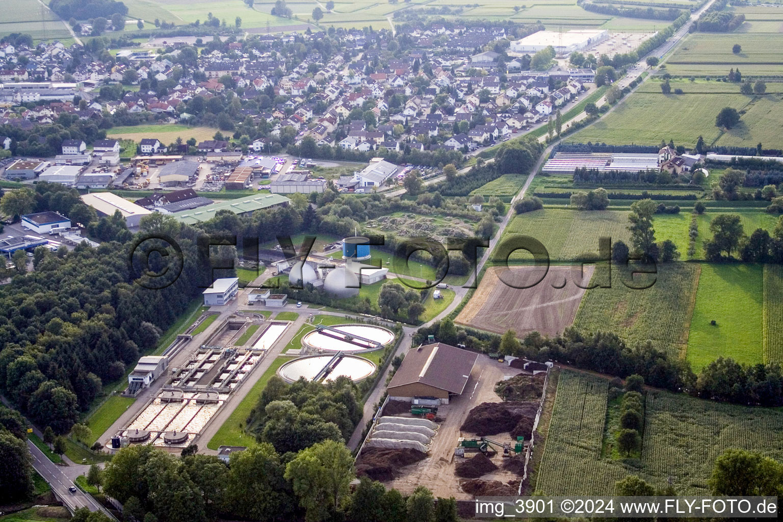 Sewage works Basin for waste water treatment in the district Vimbuch in Buehl in the state Baden-Wurttemberg