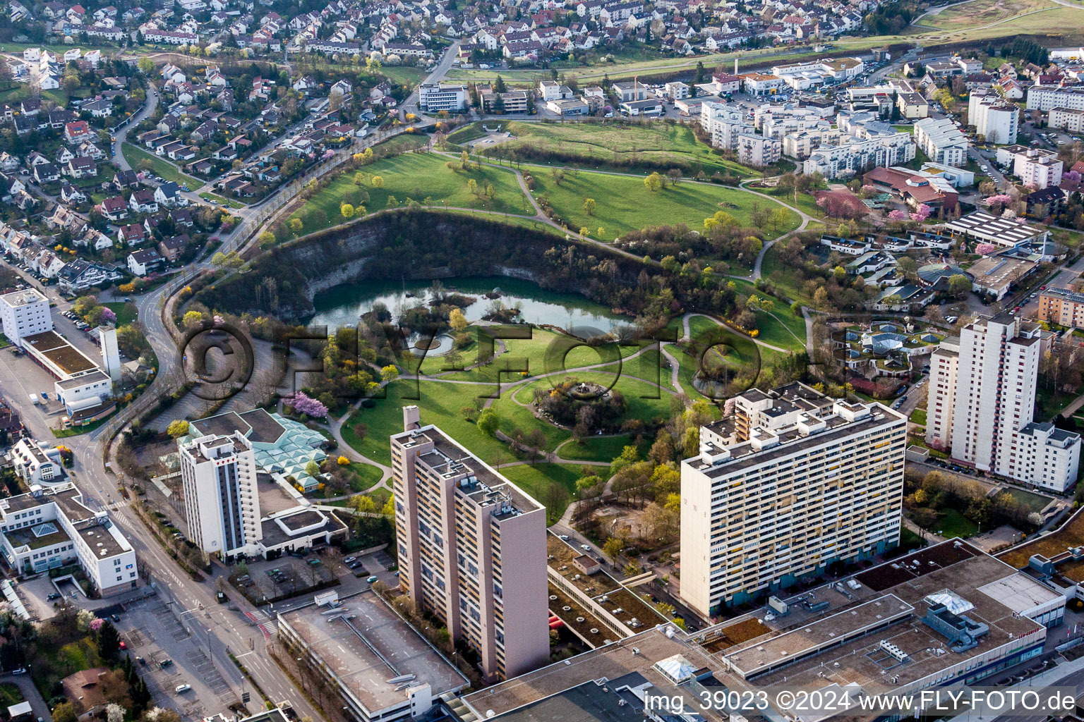 Park of with Parksee in Leonberg in the state Baden-Wurttemberg, Germany