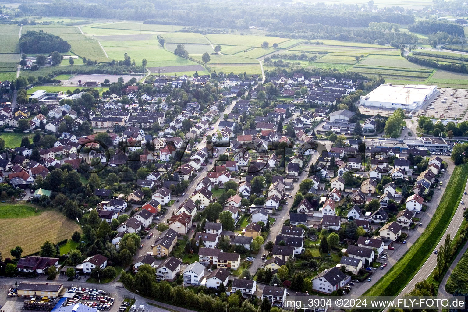 From the east in the district Vimbuch in Bühl in the state Baden-Wuerttemberg, Germany