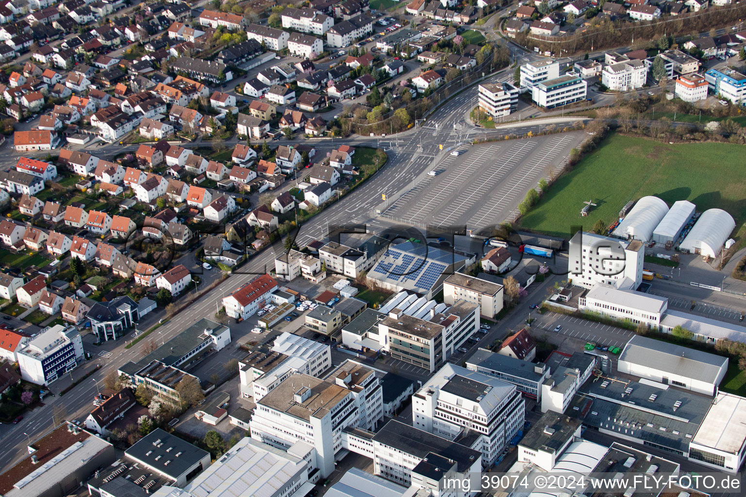 Jilg Company, Dieselstr in the district Eltingen in Leonberg in the state Baden-Wuerttemberg, Germany seen from above