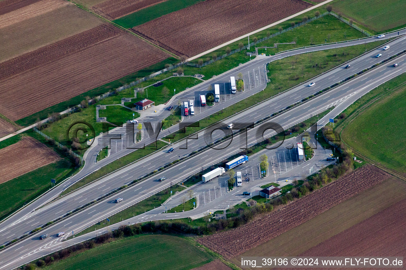 Motorway parking lot Gerlinger Hoehe at the BAB A81 in Gerlingen in the state Baden-Wurttemberg, Germany