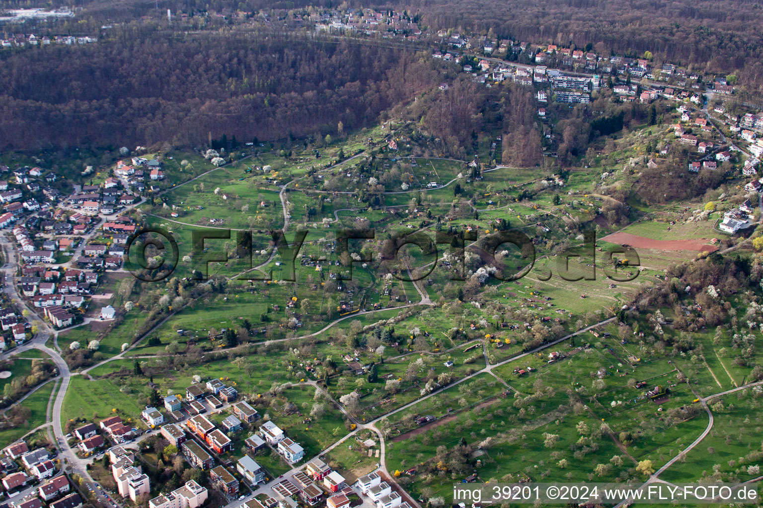 Aerial view of Steingrübenweg in the district Bopser in Gerlingen in the state Baden-Wuerttemberg, Germany