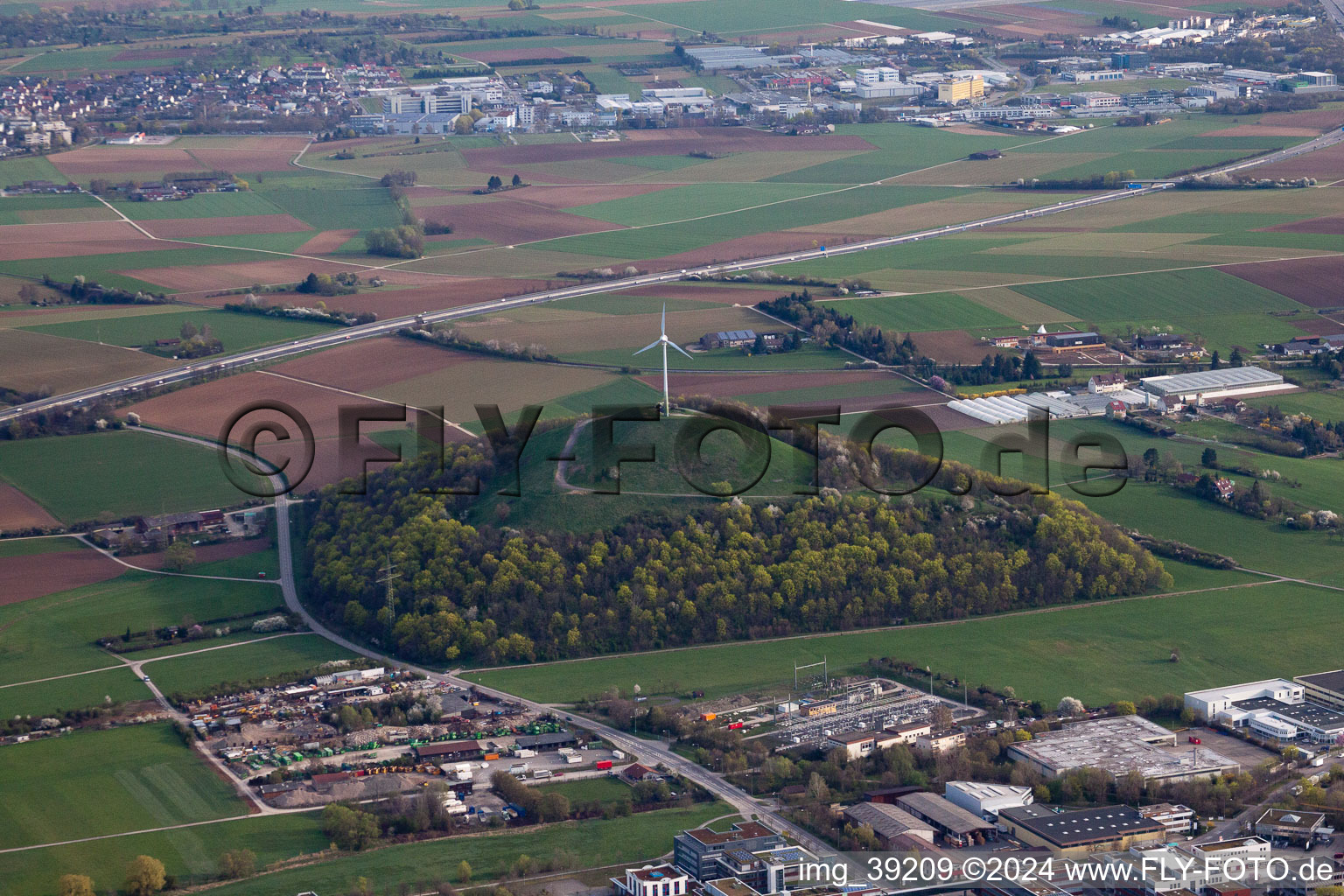 Wind turbine on the Grüner Heiner on the A 81 in Ditzingen in the state Baden-Wuerttemberg, Germany