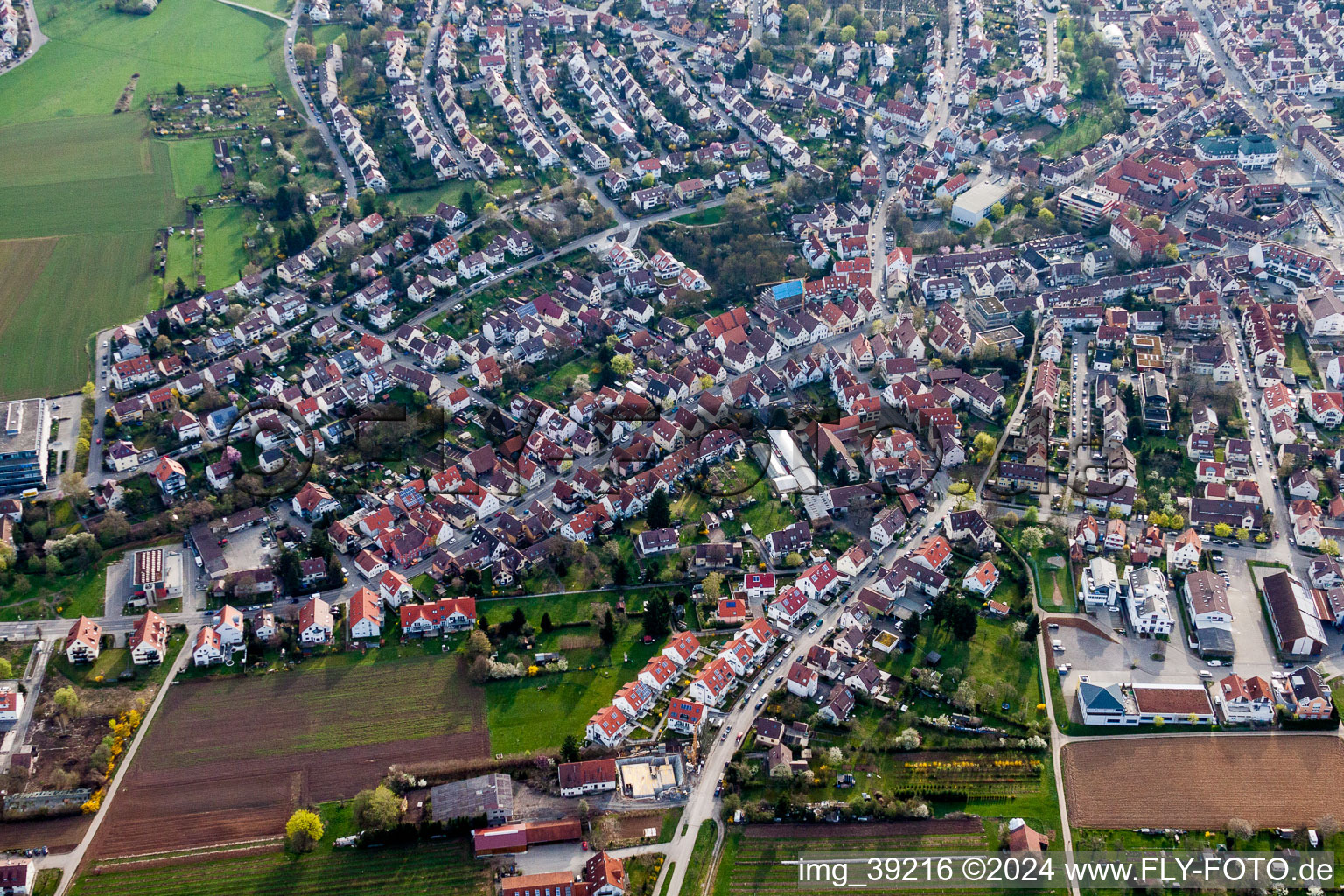 Town View of the streets and houses of the residential areas in Weilimdorf in the state Baden-Wurttemberg, Germany