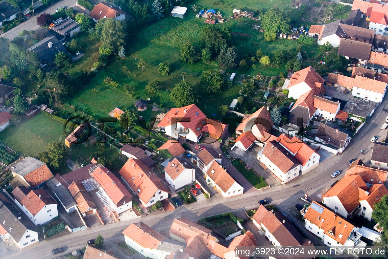 Oblique view of Minfeld in the state Rhineland-Palatinate, Germany