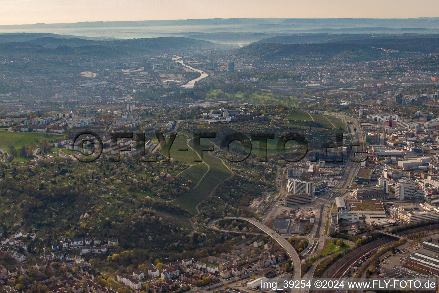 Aerial photograpy of District Zuffenhausen in Stuttgart in the state Baden-Wuerttemberg, Germany