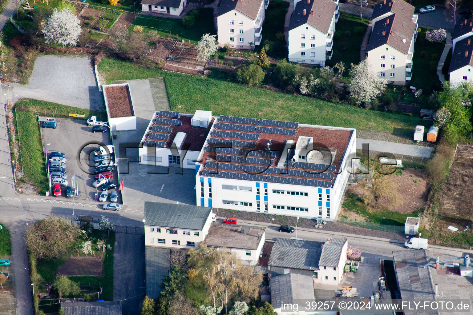 Aerial photograpy of Langro Chemie, Porschestrasse 12 in the district Zuffenhausen in Stuttgart in the state Baden-Wuerttemberg, Germany