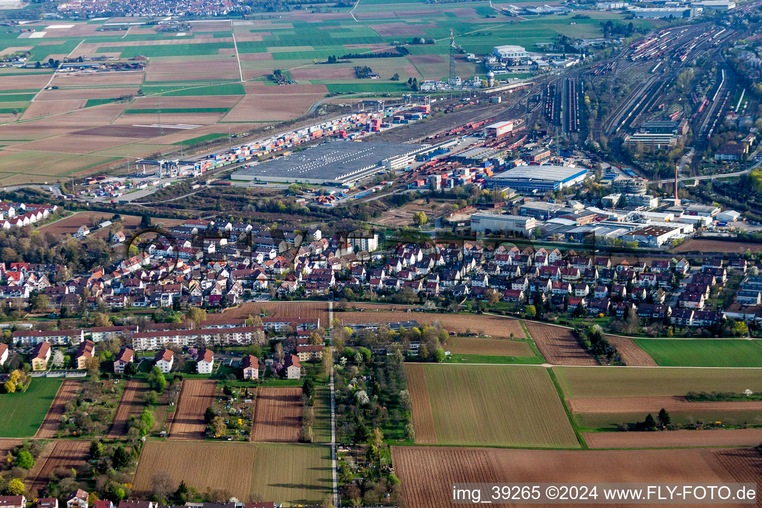 Marshalling yard and freight station of the Deutsche Bahn in Kornwestheim in the state Baden-Wurttemberg, Germany